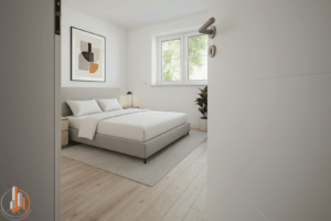 Schlafzimmer mit Einrichtung