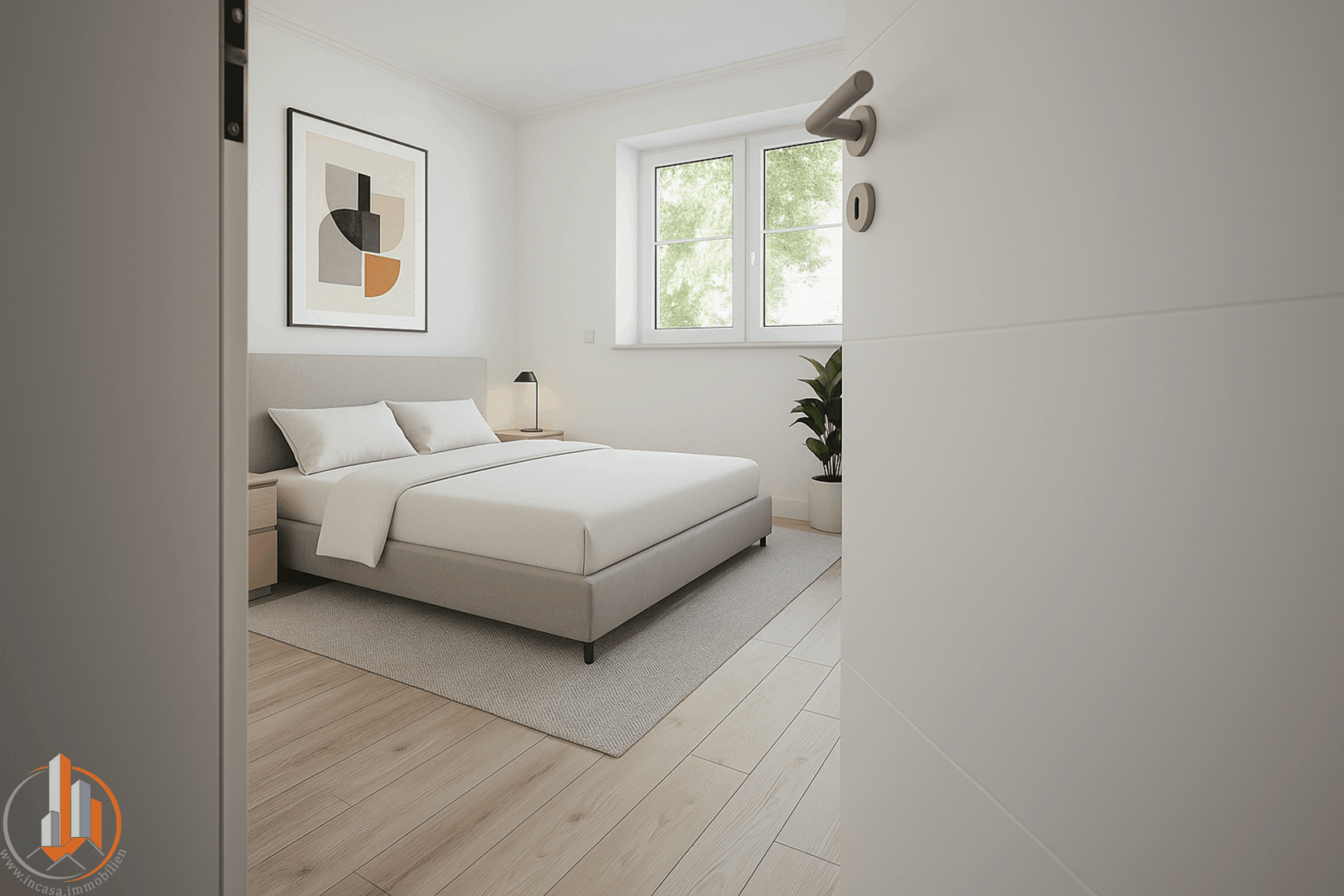 Schlafzimmer mit Einrichtung