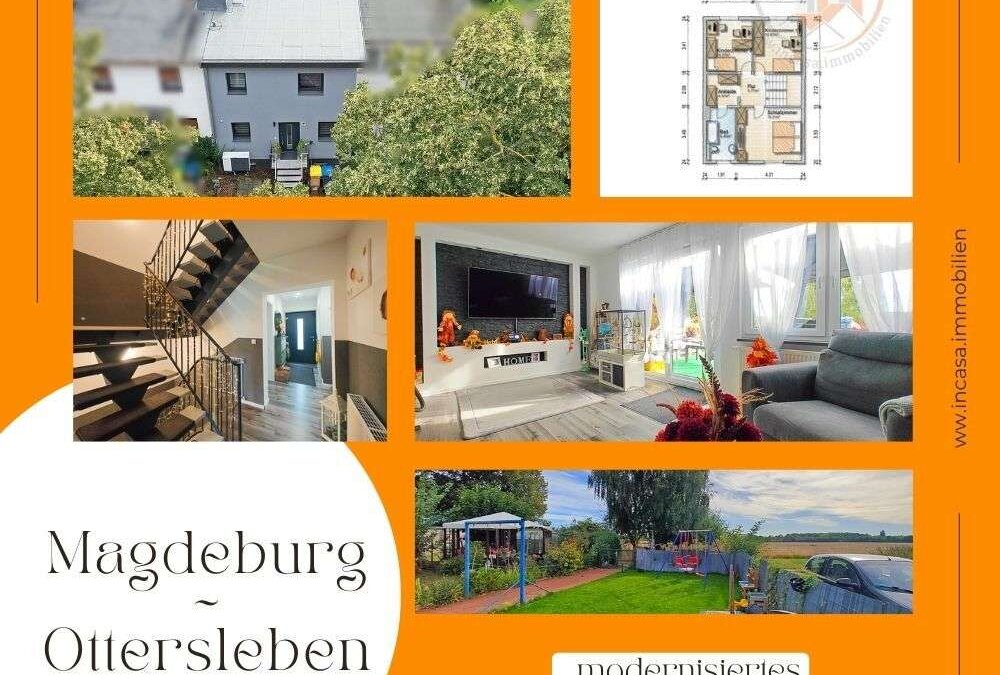 Saniertes energiesparendes Reihenmittelhaus in Magdeburg Ottersleben – Top modernisiert 2022-2023