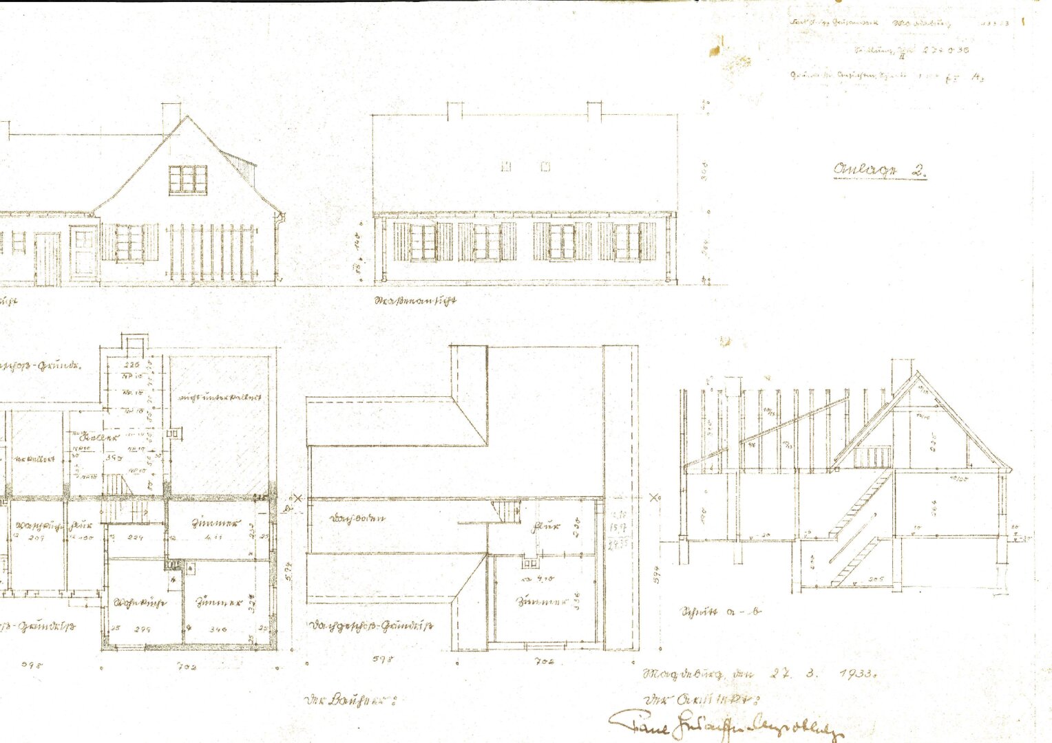 1933 Grundriss Schnitt Haus